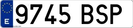 Ejemplo de matrícula española 9745 BSP