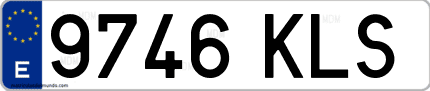 Ejemplo de matrícula de coche ordinaria 9746 KLS