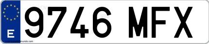 Ejemplo de matrícula española 9746 MFX
