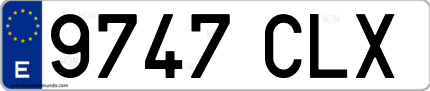 Ejemplo de matrícula de coche ordinaria 9747 CLX