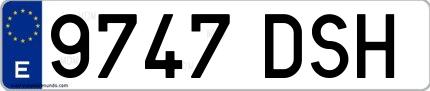 Ejemplo de matrícula española 9747 DSH