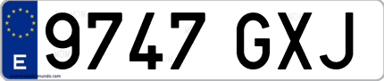Ejemplo de matrícula de coche ordinaria 9747 GXJ