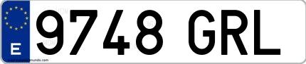 Ejemplo de matrícula española 9748 GRL