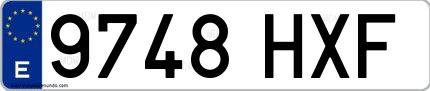 Ejemplo de matrícula española 9748 HXF