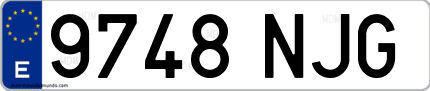Ejemplo de matrícula de coche ordinaria 9748 NJG