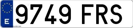 Ejemplo de matrícula española 9749 FRS