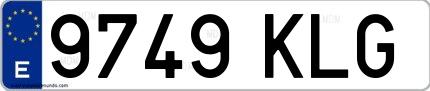 Ejemplo de matrícula española 9749 KLG