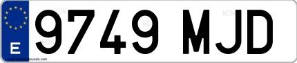 Ejemplo de matrícula española 9749 MJD