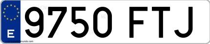Ejemplo de matrícula española 9750 FTJ