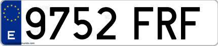 Ejemplo de matrícula de coche ordinaria 9752 FRF
