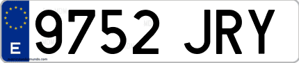 Ejemplo de matrícula de coche ordinaria 9752 JRY