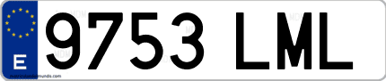 Ejemplo de matrícula de coche ordinaria 9753 LML