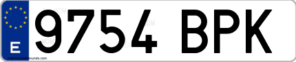 Ejemplo de matrícula de coche ordinaria 9754 BPK