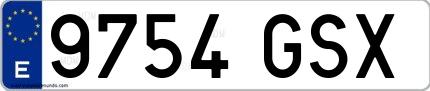 Ejemplo de matrícula española 9754 GSX