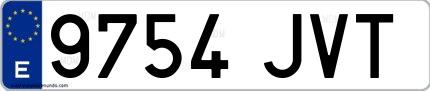 Ejemplo de matrícula española 9754 JVT