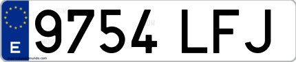 Ejemplo de matrícula de coche ordinaria 9754 LFJ