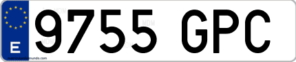 Ejemplo de matrícula de coche ordinaria 9755 GPC