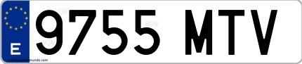 Ejemplo de matrícula española 9755 MTV