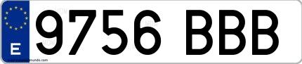 Ejemplo de matrícula española 9756 BBB
