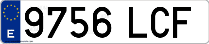 Ejemplo de matrícula de coche ordinaria 9756 LCF