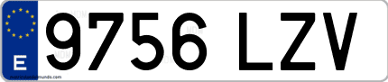 Ejemplo de matrícula de coche ordinaria 9756 LZV