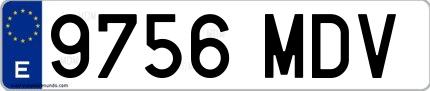 Ejemplo de matrícula española 9756 MDV