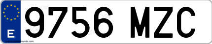 Ejemplo de matrícula de coche ordinaria 9756 MZC