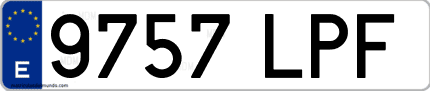 Ejemplo de matrícula de coche ordinaria 9757 LPF