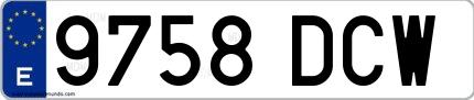 Ejemplo de matrícula española 9758 DCW
