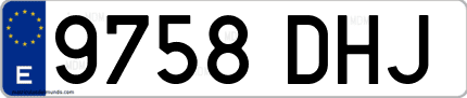 Ejemplo de matrícula de coche ordinaria 9758 DHJ