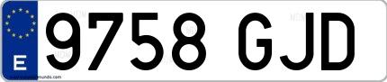 Ejemplo de matrícula española 9758 GJD