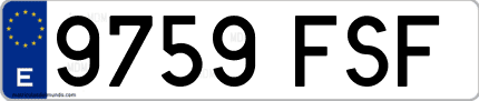 Ejemplo de matrícula de coche ordinaria 9759 FSF