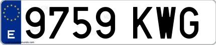 Ejemplo de matrícula española 9759 KWG