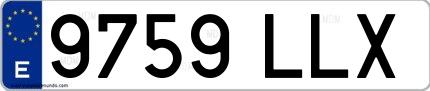 Ejemplo de matrícula española 9759 LLX
