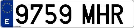Ejemplo de matrícula española 9759 MHR
