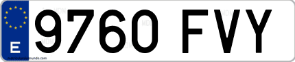 Ejemplo de matrícula de coche ordinaria 9760 FVY