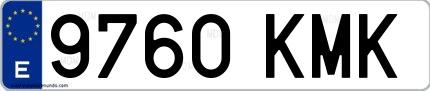 Ejemplo de matrícula española 9760 KMK