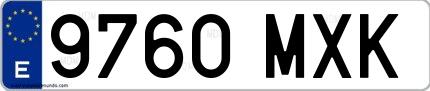 Ejemplo de matrícula española 9760 MXK