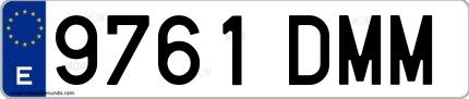 Ejemplo de matrícula española 9761 DMM