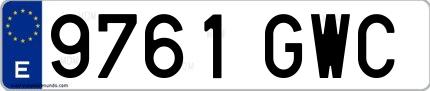 Ejemplo de matrícula española 9761 GWC
