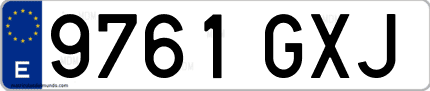 Ejemplo de matrícula de coche ordinaria 9761 GXJ