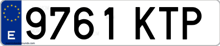 Ejemplo de matrícula de coche ordinaria 9761 KTP