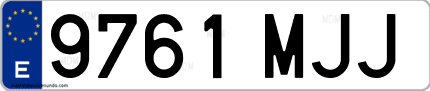 Ejemplo de matrícula de coche ordinaria 9761 MJJ