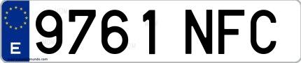 Ejemplo de matrícula española 9761 NFC