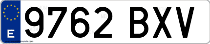 Ejemplo de matrícula de coche ordinaria 9762 BXV