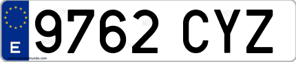 Ejemplo de matrícula de coche ordinaria 9762 CYZ