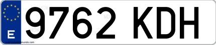 Ejemplo de matrícula española 9762 KDH