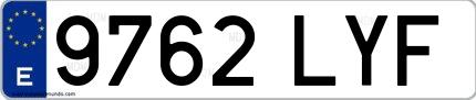 Ejemplo de matrícula española 9762 LYF