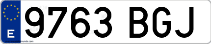 Ejemplo de matrícula de coche ordinaria 9763 BGJ