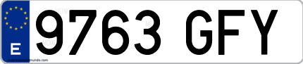 Ejemplo de matrícula de coche ordinaria 9763 GFY